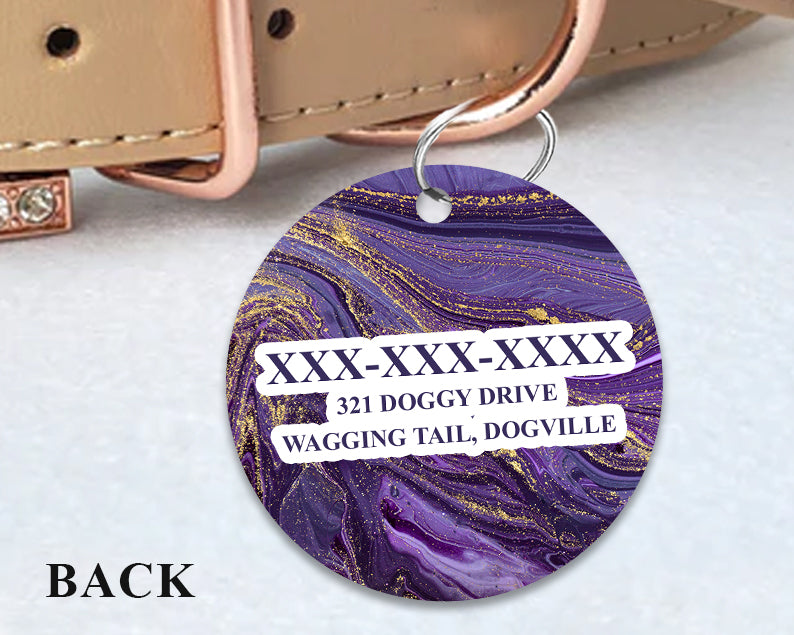 Pet ID Tag | The Purple Gold Marble